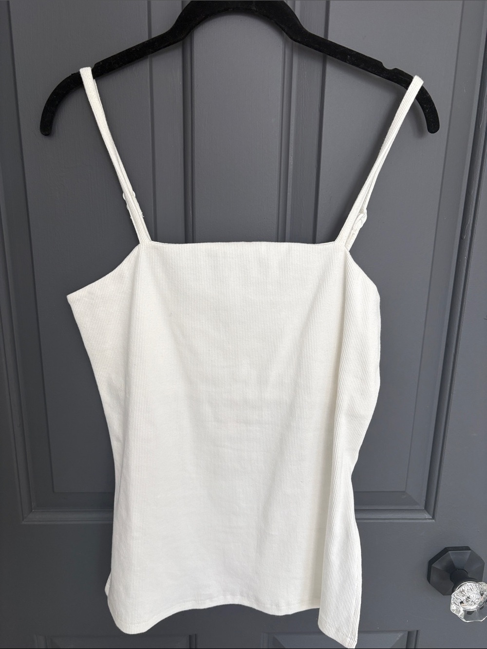 Current/Air White Ribbed Square-Neck Camisole